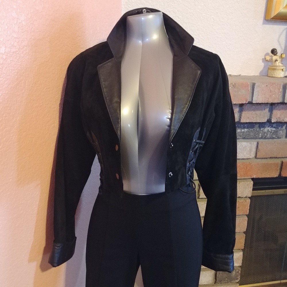 Suede/Trim in Leather Moto Jacket